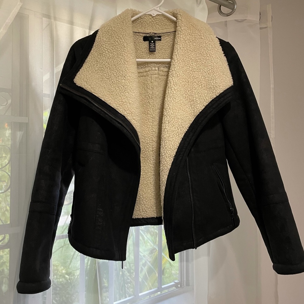 Aqua shearling coat